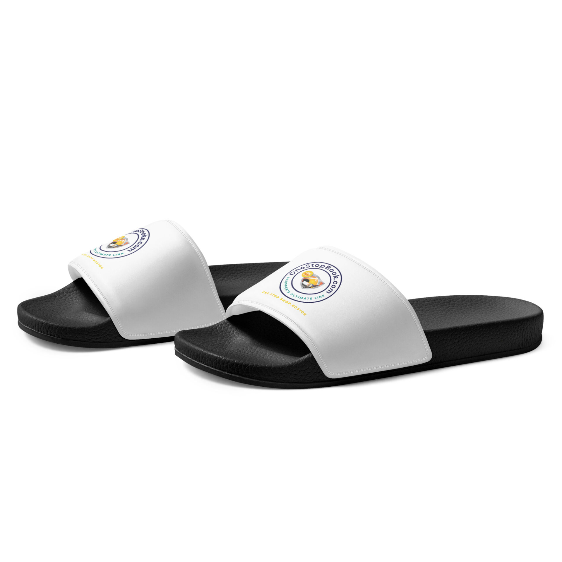 White and black slides with logo.